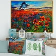 thumbnail image 2 of Designart 'Blossoming Red Poppy Fields With Distant Tree' Traditional Framed Canvas Wall Art Print, 2 of 5