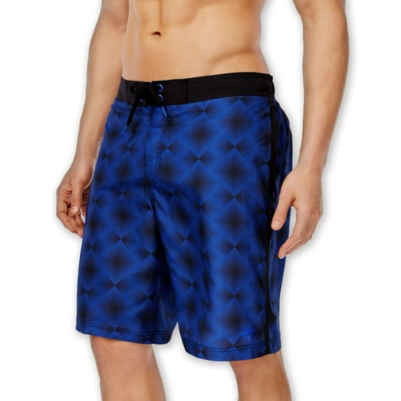Speedo Mens Geo Diamond E-Board Swim Bottom Board Shorts, Blue, Small