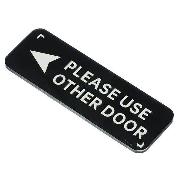 Uxcell Please Use Other Door Left Arrow Sign 6"x2" Self Adhesive Sticker Wall Plates Black