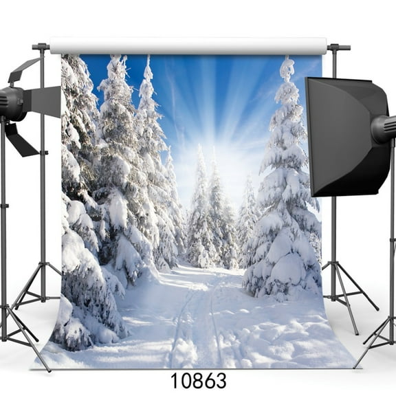 Winter Snowy Tree Photography Backdrops Forest Sunlight Backgrounds for Photo Studio Children Baby Shower Portrait Photo Shoot