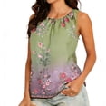 thumbnail image 3 of TaTaai Womens Casual Gathered Crew Neck Printed Sleeveless Chiffon Top Soft Lightweight Breathable Fashion Blouse Versatile For Daily Wear Party Gatherings Gift, 3 of 7