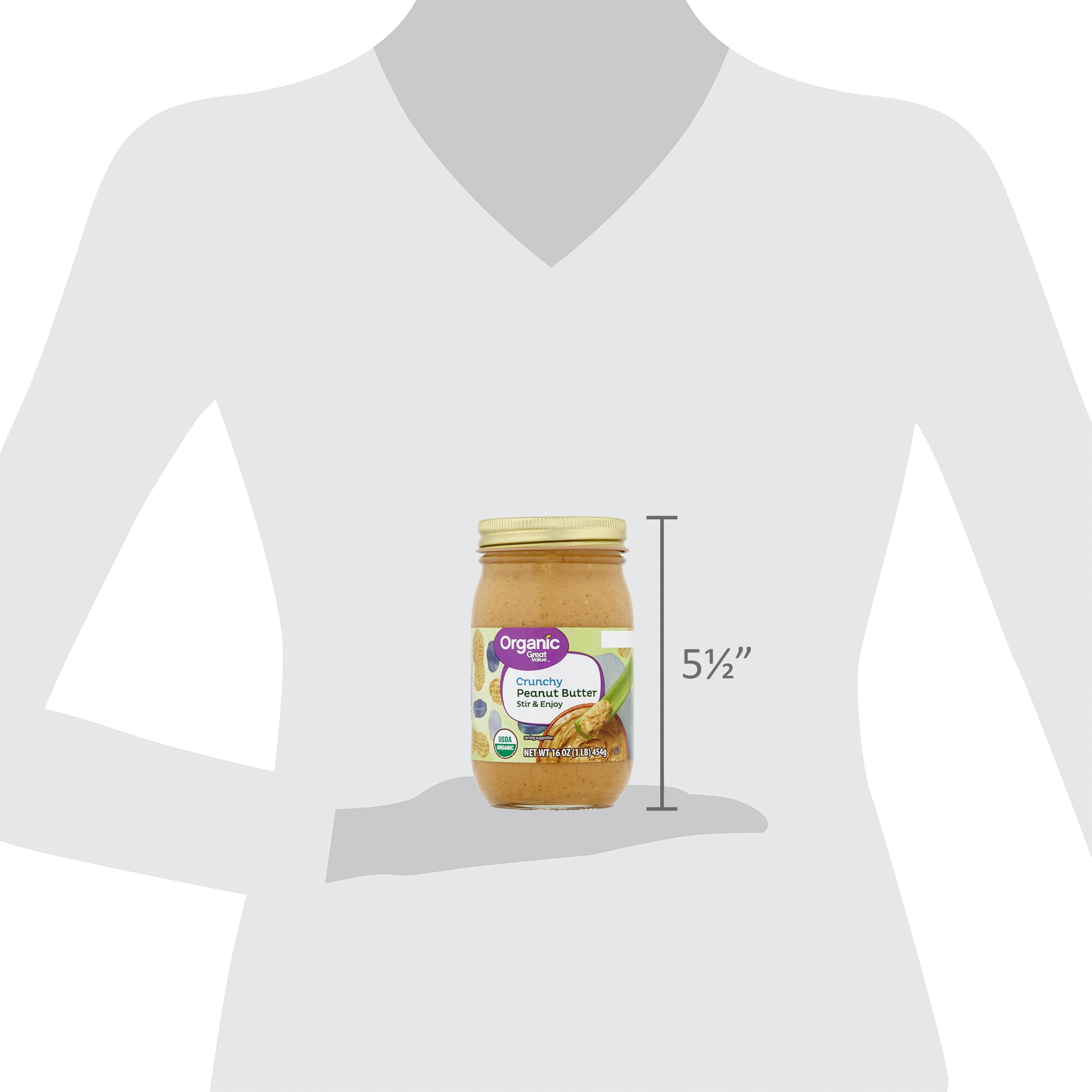 Great Value Organic Crunchy Stir and Enjoy Peanut Butter, 16 oz