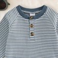 thumbnail image 5 of HFHAPW Baby Boy Toddler Fall Outfit Striped Sweatshirt Toddler Boy Winter Waffle Clothes 3 6 12 18 Months 2 3 4 5 6 7 8 9 T Pant Set(Blue,6-12 M), 5 of 5