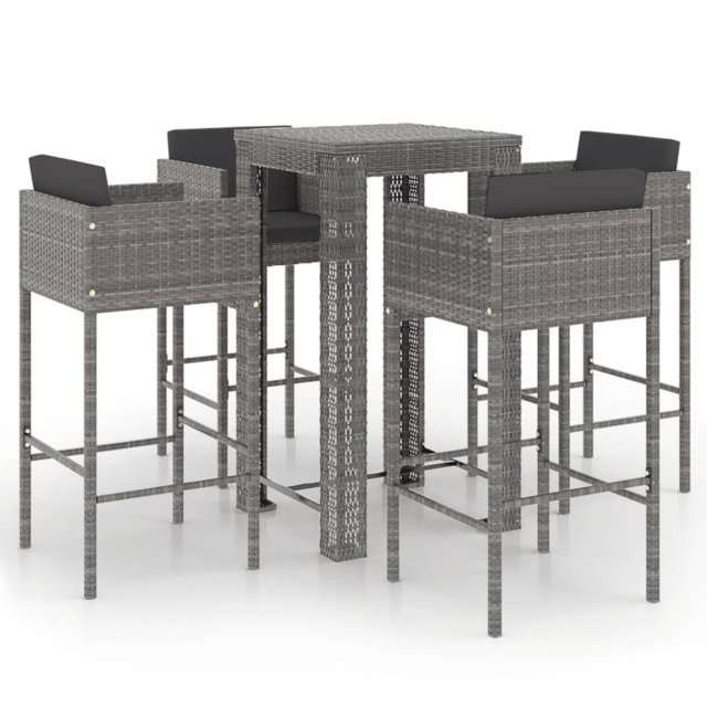 vidaXL Patio Bar Set Outdoor Bistro Set Bar Stool Bistro Table Poly Rattan