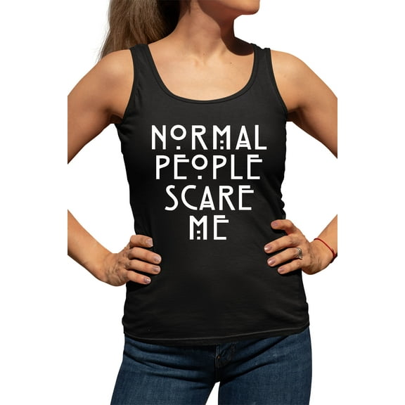 Womens Normal People Scare Me Racerback Tank Top T-Shirt