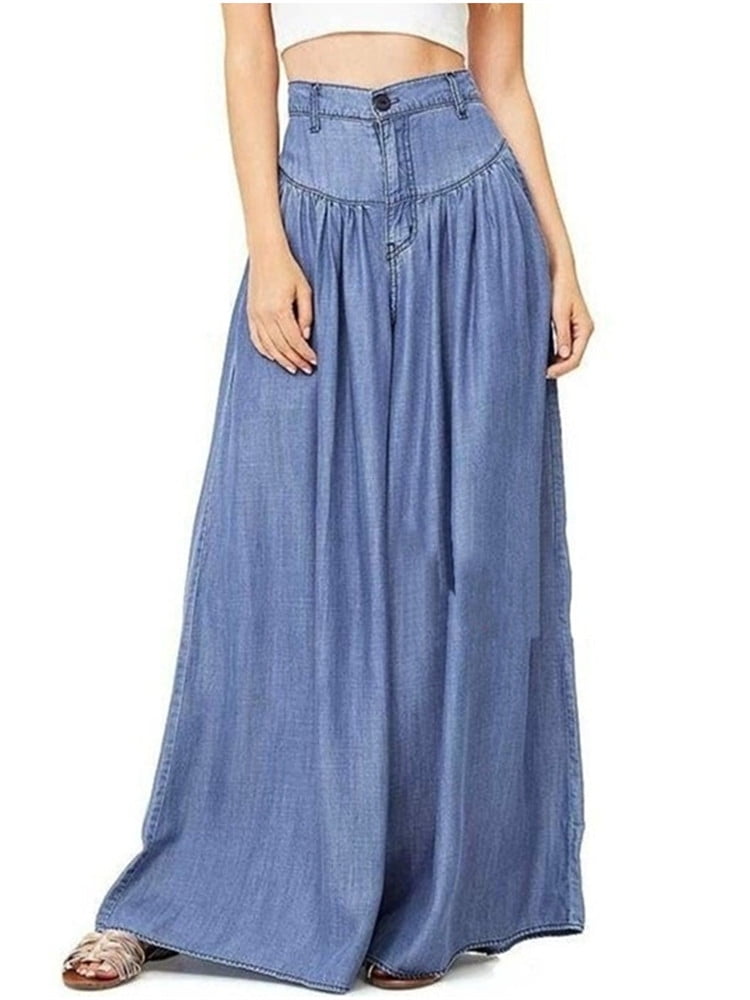 Women High Waist Wide Leg Casual Pants Loose Trousers - Walmart.com