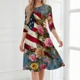 thumbnail image 4 of BOMYJESK Women's 250th Anniversary USA Flag Floral Maxi Dress 4th Of July 2026 Summer Dresses Boho Independence Day Midi Dresses Casual American Flag Floral Resort Wear Multicolor M, 4 of 6