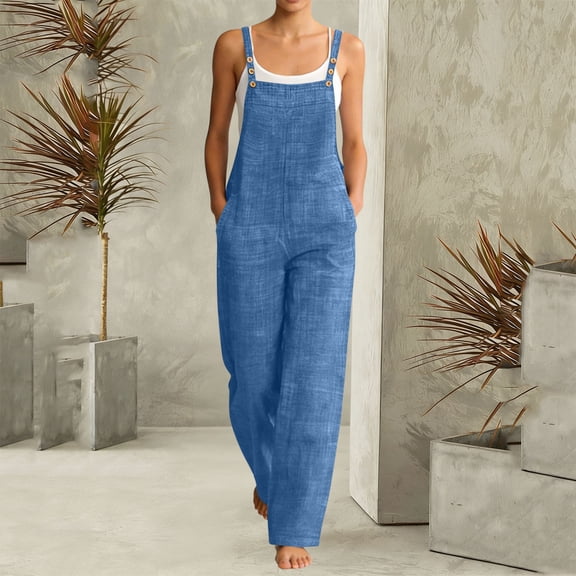 Cxenplz Women's Jumpsuits Summer Boho Casual Wide Leg Overalls Floral Print Baggy Rompers with Pockets