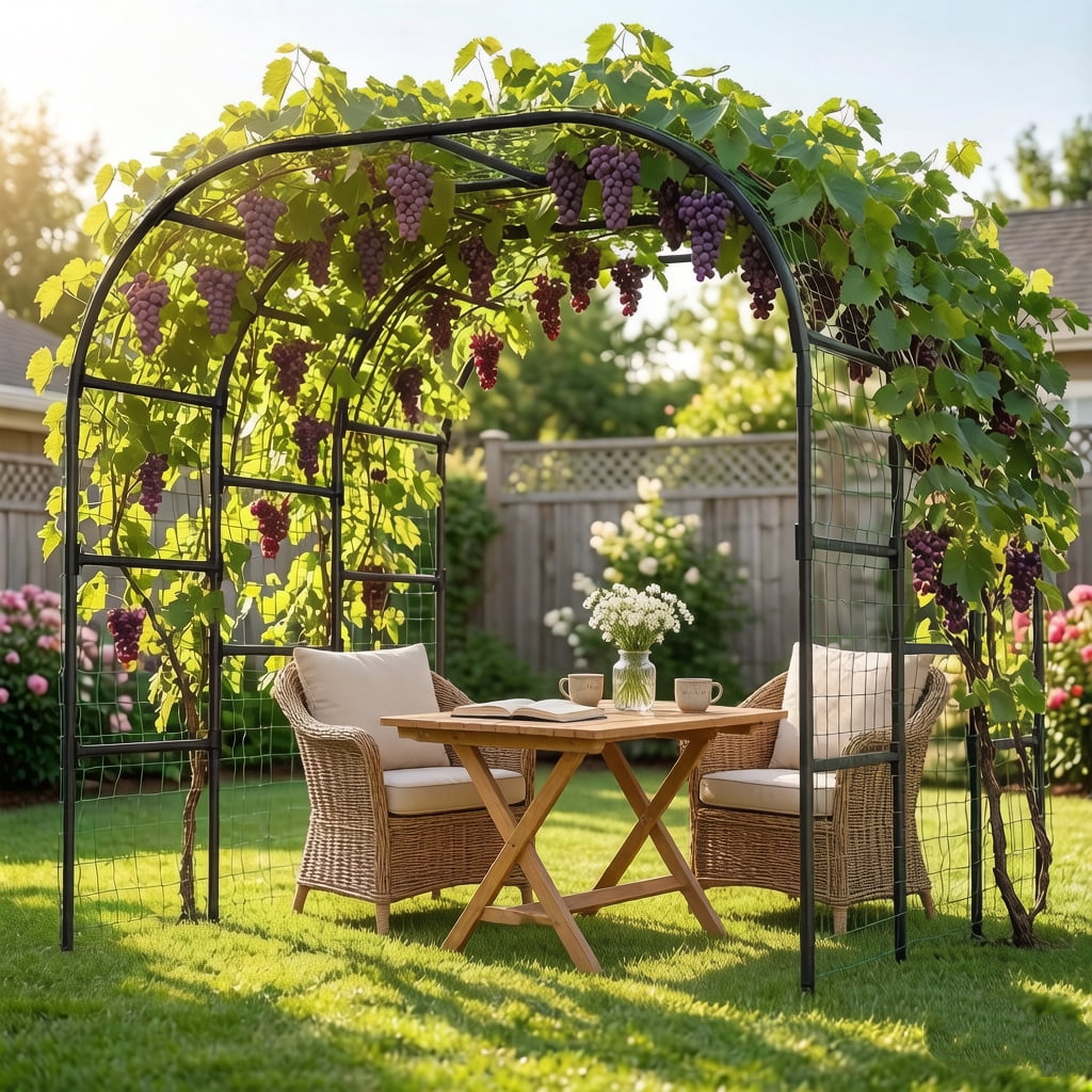 Garden Arch Trellis for Climbing Plants Outdoor, 88" x 88" x 88" Metal Core Tall Archway Tunnel Plant Support for Cucumber, Tomato, Vine Flowers, Vegetables, Climbing Plants