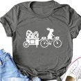 thumbnail image 4 of Pxiakgy Liquidation! T-Shirts de Pâques Col Rond pour Femmes Joyeuses Pâques Lapin avec Lunettes Blouse Décontractée Graphique Printemps Hauts Colorés Tee Femmes Topseaster Manches Courtes Chemise Décontractée Mode Gris TG, 4 of 5