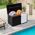 thumbnail image 2 of Patiojoy 101 Gallon Resin Outdoor Storage Box Waterproof Deck Box w/ Lockable Lid & Wheels Black, 2 of 9