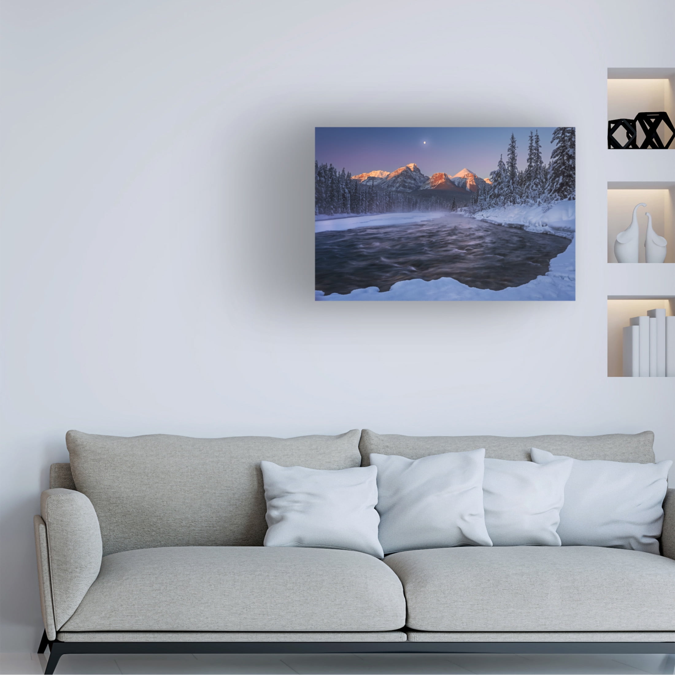 Canvas Wall Art - Andy Hu 'Winter Canadian Rockies' Wall Art for Living Room, Bedroom, or Office Décor by Trademark Fine Art - 19 x 12 Inches