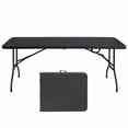 thumbnail image 1 of 6ft Folding Table, Portable Plastic Table for Camping, Picnics, Parties, High Load Bearing Foldable Table Black, 1 of 6