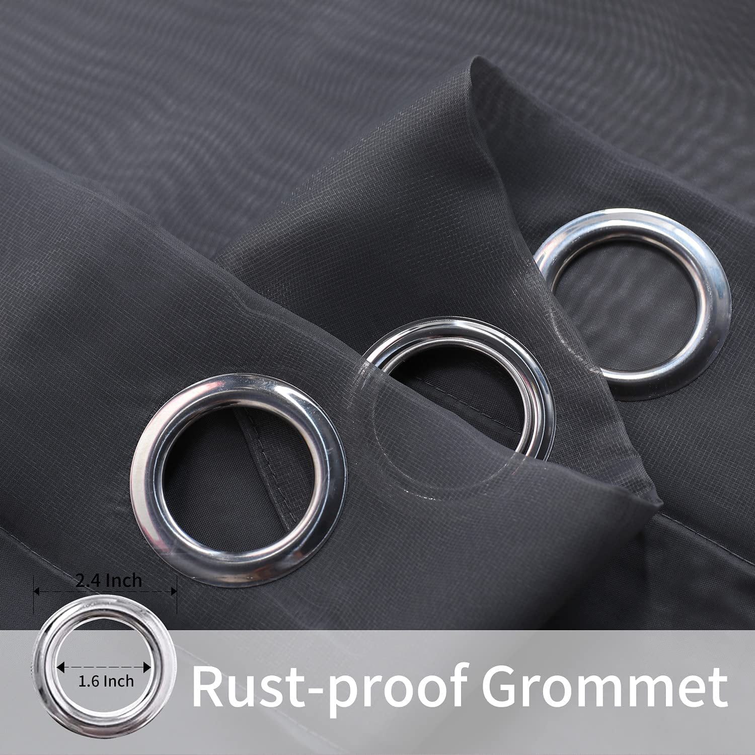 LUSHVIDA Patio Grey Grommet Voile Sheer Outdoor Curtains, "54 x 120" Inches 2 Panels