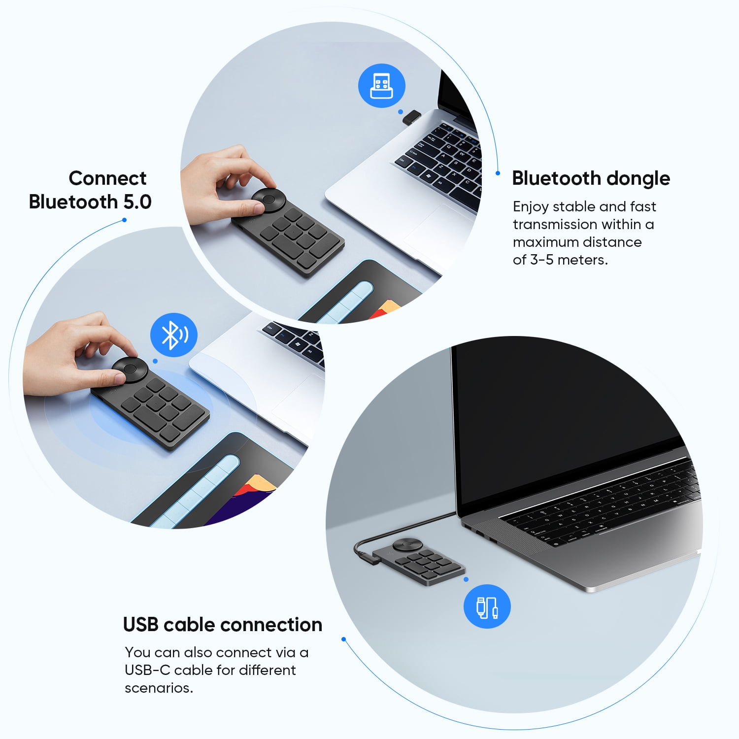 XPPen Wireless Shortcut Remote 300 hrs Battery Life Bluetooth Shortcut Keyboard Support internal storage of key settings