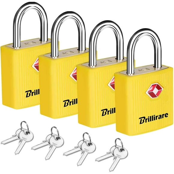 shiyou-- 4 Pack TSA Approved Luggage Locks with Keys, Travel Padlock, Waterproof Zinc Alloy Lock, TSA Outdoor Metal Lock for Cabinets,
