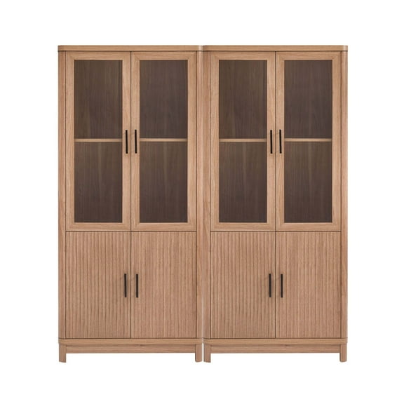Manhattan Comfort Jodie Bookcase from Engineered Wood in Maple - Set of 2
