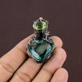 thumbnail image 2 of Natural Indicolite , Green Amethyst Gemstone Copper Wire Wrap Pendant 1.97", 2 of 4