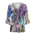 thumbnail image 4 of Dyegold Summer Cardigan For Women Lightweight Plus Size 3/4 Batwing Sleeve Kimonos Button Floral Casual Loose Thin Sweaters, 4 of 5