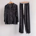 thumbnail image 2 of Conjunto de pijama de encaje para mujer, ropa de dormir cómoda de satén con estampado de corona elegante, ropa de ocio para el hogar, pijamas de seda para Navidad, 2 of 3