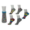 MinxNY Kids 6 Pair Pack Neon & Grey Assorted Pattern Anklet Socks