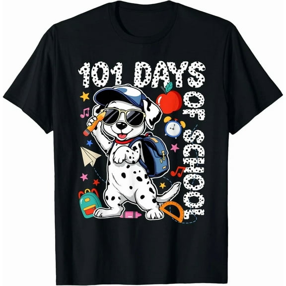 Happy 101 Days Of School Funny Cute Dog Student Teacher Graphic Unisex T-Shirt, up to Size 5XL