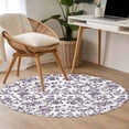 thumbnail image 2 of Pastoral Flowers Washable Round Area Rug 3 ft, Grape Purple Flower Farmhouse Plant , Soft Non Slip Rugs Stain Repellent Indoor Felt Carpet for Living Dining Room Bedroom Home Office, 2 of 9