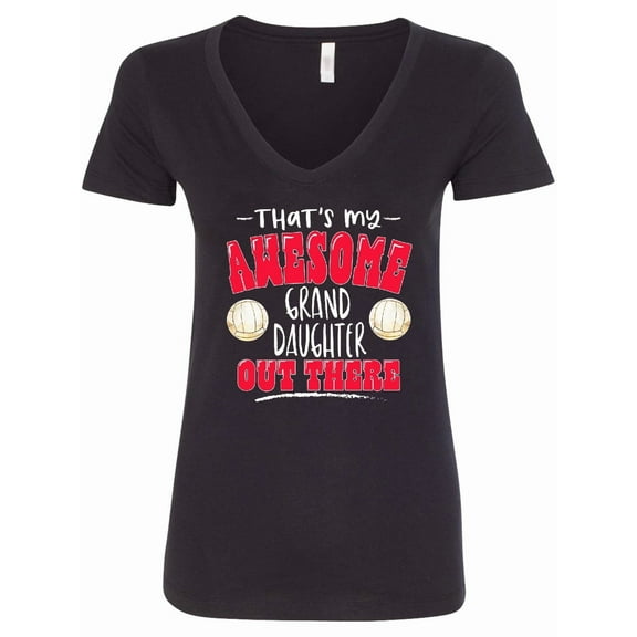 Inktastic That's My Awesome Granddaughter out There with Volleyball Women's V-Neck T-Shirt