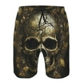 thumbnail image 3 of Cauagu Vintage Gold Leaf Skull Print Men's Swim Trunks,Hawaiian Bathing Suit Swimsuits Beach Shorts with Pockets for Men Quick Dry Swimming Board Shorts-X-Large, 3 of 6
