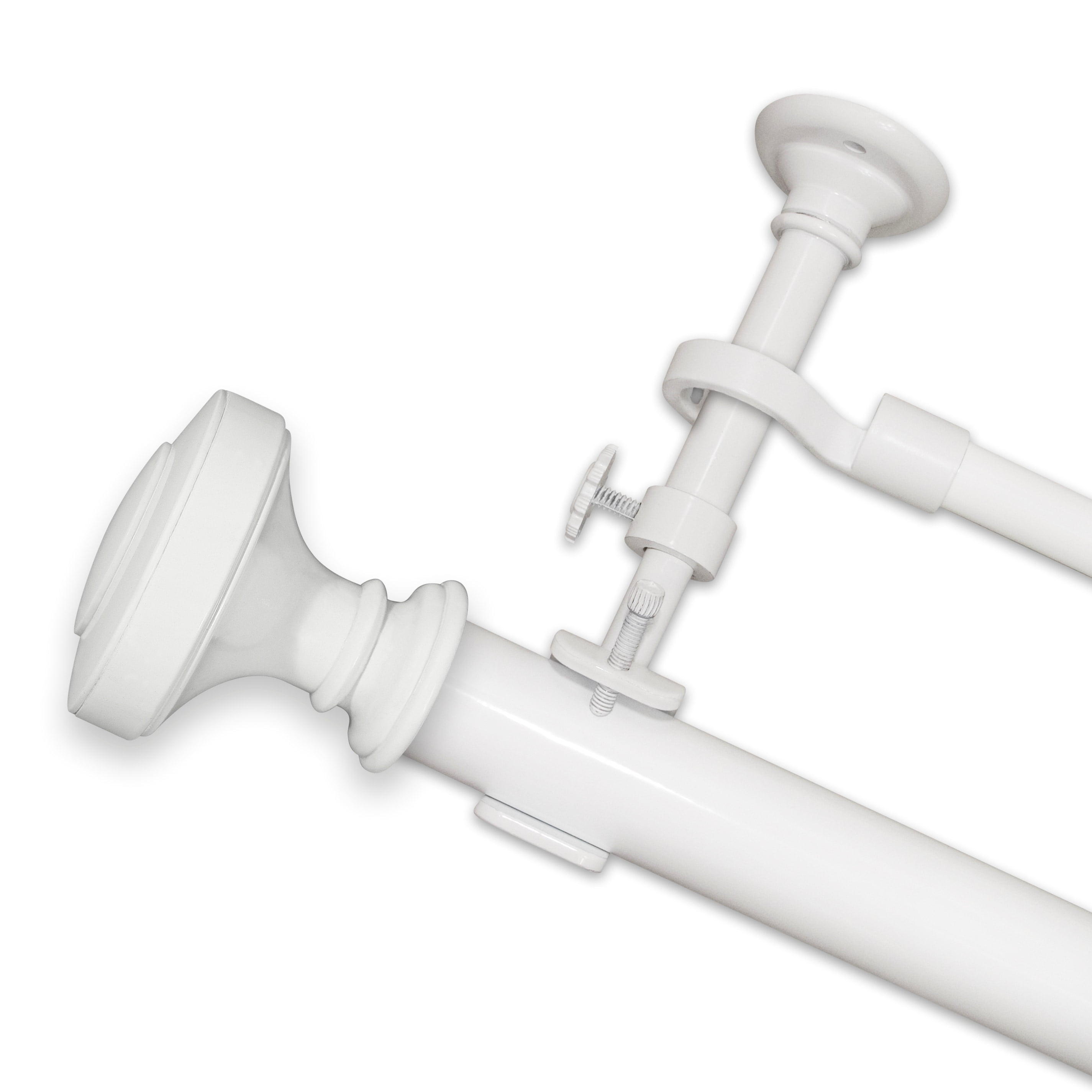 Pinnacle Optima Orbus White Double Curtain Rod Set Walmartcom Walmartcom