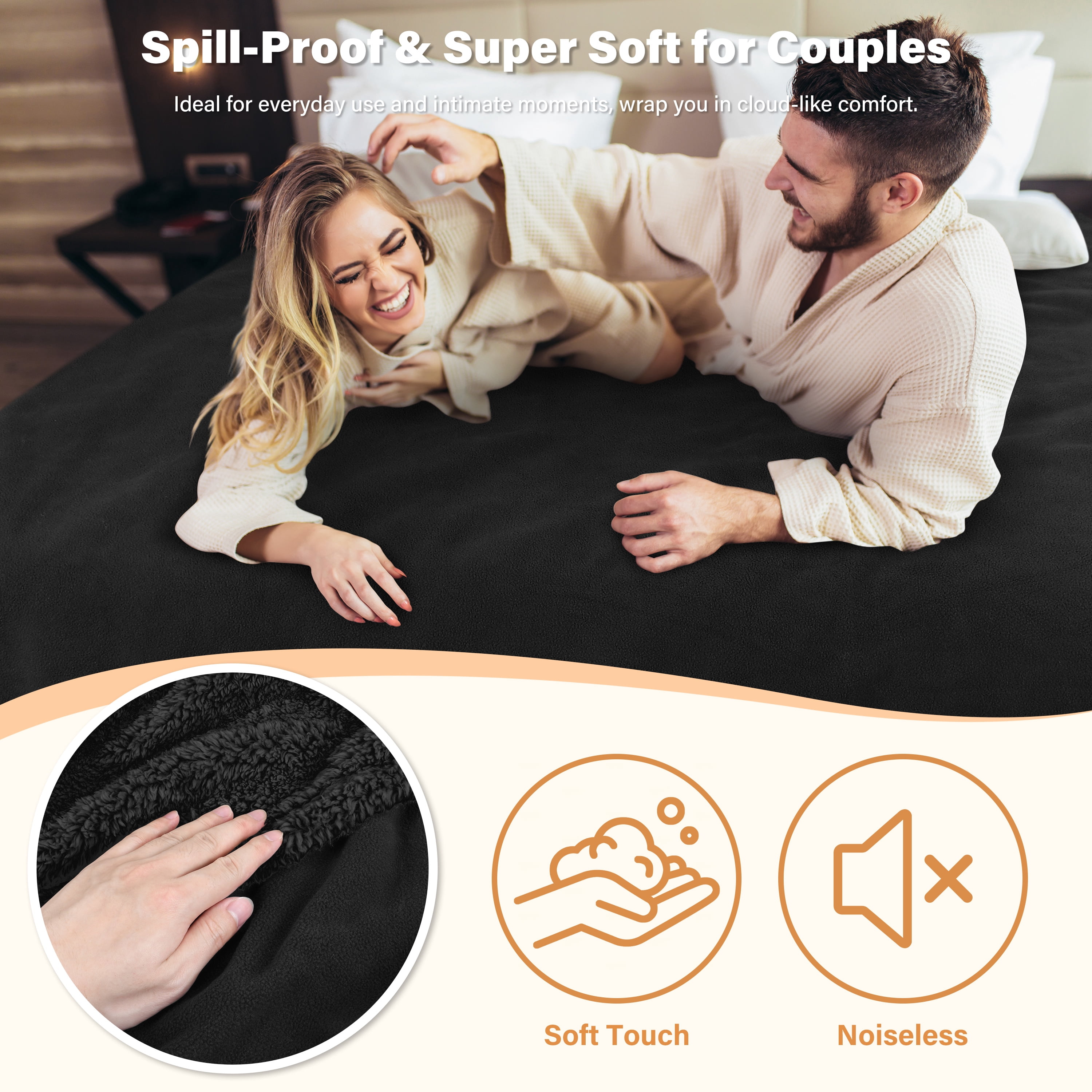 Catalonia Waterproof Blanket, Washable Leakproof Bed Cover for Couples, Reversible Protector Blanket for Bed Couch Sofa, Stain Proof Blanket Pad for Adults, 40X50 inches, Black