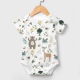 thumbnail image 2 of Baby Woodland Animals Boho Floral Bodysuits Bear Deer Rabbit Bird Mountain Leaves Short Sleeve One-pieces Romper for Boy Girl Cotton Bodysuit, 2 of 7