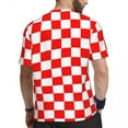 thumbnail image 3 of Sports T-Shirt For Men Croatian Checkerboard T Shirts Harajuku Red White Square Summer Tee, 3 of 4