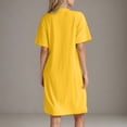 thumbnail image 4 of FRSASU Women's Summer Tie Side Tshirts Dress Basic Loose Crewneck Short Sleeve Casual Midi Dresses for Daily Wear Yellow, 4 of 9