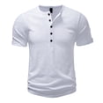 thumbnail image 3 of Men's Casual Button Down Shirt Cotton | Regular Fit Short Sleeve Blouse | Round Neck Button Closure | Breathable & Soft | Daily Wear Office Vacation | Classic Essential | Zenithor,White 2XL, 3 of 9
