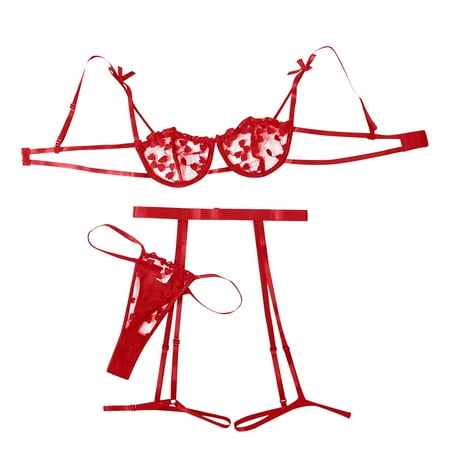 

Gubotare Lingerie For Women Women One Piece Lingerie Lace Bodysuit Deep V Teddy Mini Red XL