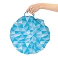thumbnail image 2 of Polygons Round Floor Cushion with Handle, Repeating Geometric Mosaic Design Pattern with Monochrome Triangles, Pillow for Living Room & Dorms, 18" Round, Sky Blue and Pale Blue, by Ambesonne, 2 of 4