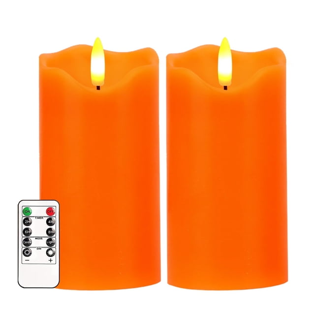 Vela LED sin llama de Lamp AVEKI, 7,5 x 15 cm, color naranja, 2 unidades