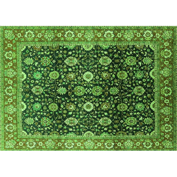 Ahgly Company Indoor Rectangle Oriental Green Industrial Area Rugs, 8' x 10'