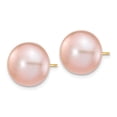thumbnail image 2 of Real 14kt Yellow Gold 11-12mm Purple Button Freshwater Cultured Pearl Stud Post Earrings; for Adults and Teens; for Women and Men, 2 of 3