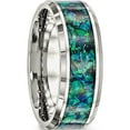 thumbnail image 4 of Stainless Steel Polished With Blue Imitation Opal Inlay 8mm Band (Size 9) Made In China sr570-9, 4 of 5