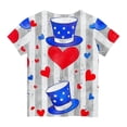 thumbnail image 5 of Amidoa Girls Short Sleeve Independence Day Graphic Summer Crewneck T Shirts Casual Kids Tops Gray Size 3T, 5 of 6