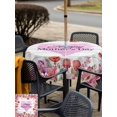thumbnail image 5 of Outdoor Tablecloth with Umbrella Hole for Patio/Picnic/Party/Camping, Mother's Day Waterproof Table Cloth Square Cover Washable, Spring Floral Purple Love Heart Wood Grain (60"x 60"), 5 of 9