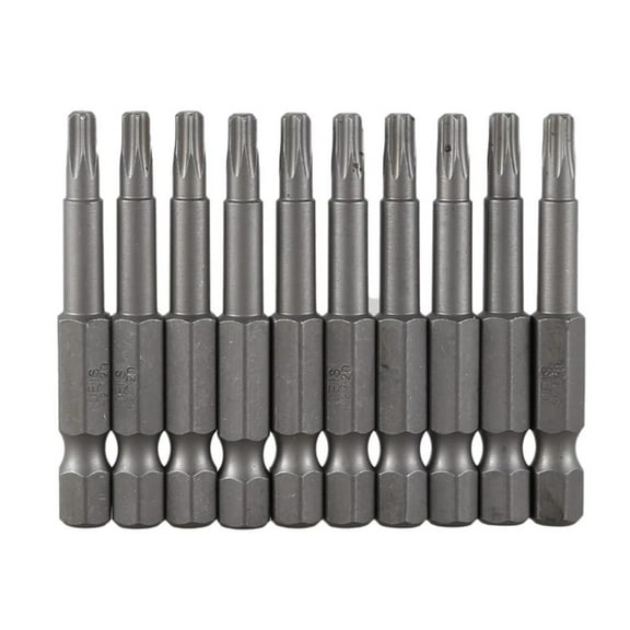 10Pcs 50mm Alloy Steel Star T20 Screwdriver Bits with 6.35mm Hex Shank