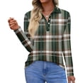 thumbnail image 2 of Women's Polo Shirt Long Sleeve Tops Collared Button Down Golf Tee Casual Spring Summer Work T Shirts Dark Green L, 2 of 5