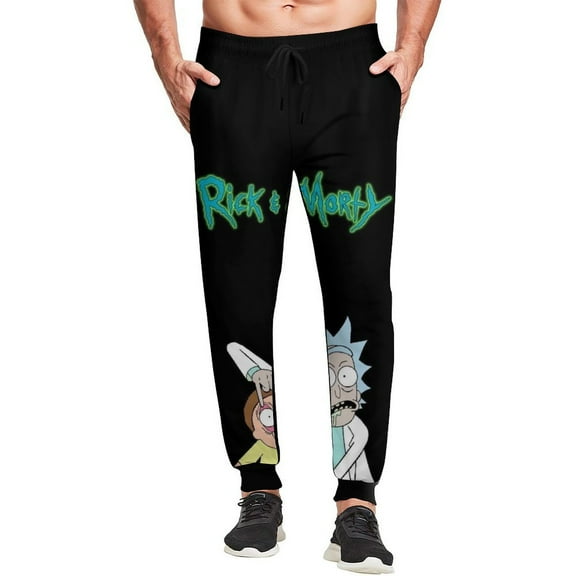 Rick And Morty Mens Joggers Sweatpants Elastic Waist Casual Athletic Sports Trousers Comfortable Workout Track Pants S