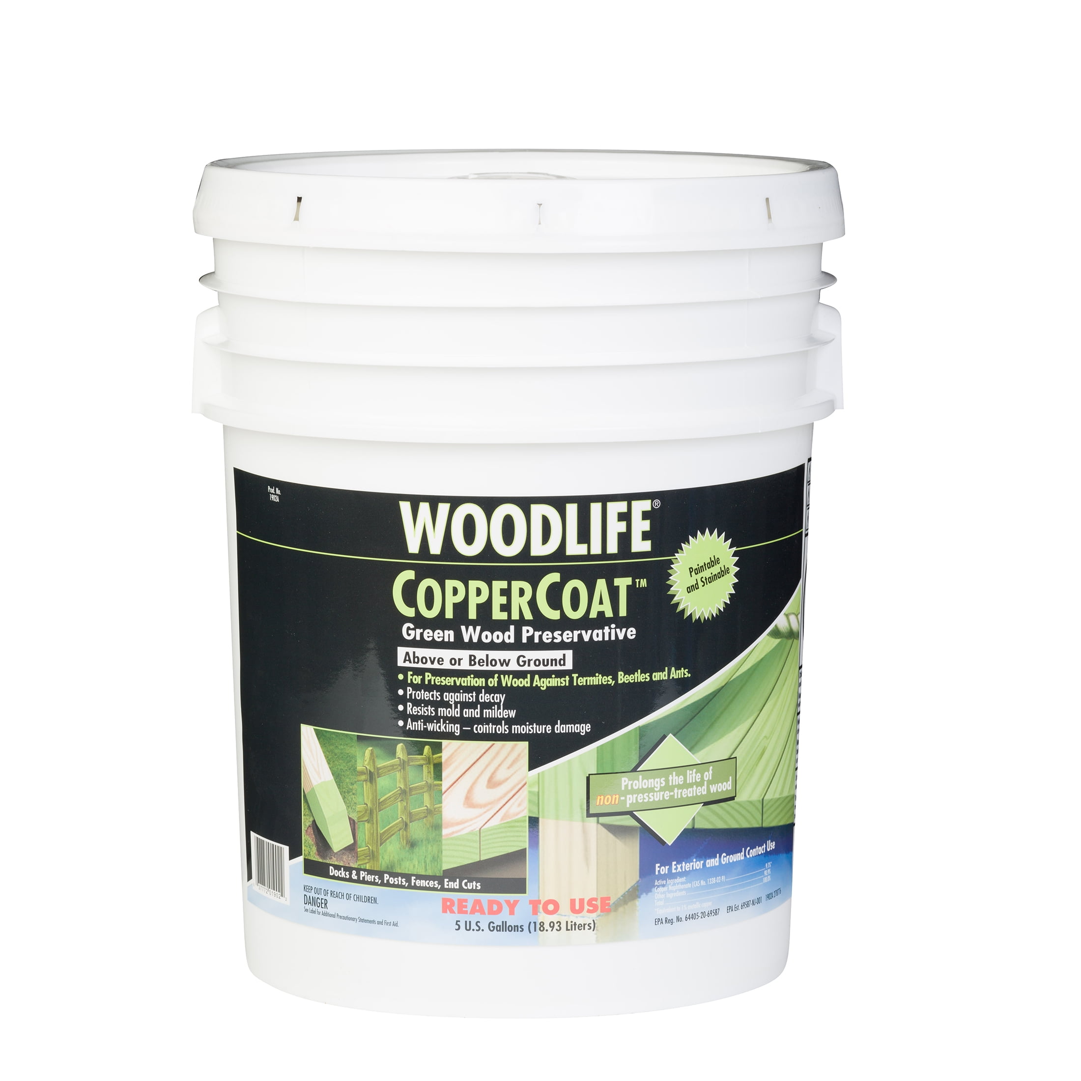 Above or Below Ground, Wolman Woodlife CopperCoat Green Exterior Wood Preservative- 5 Gallon