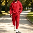 thumbnail image 5 of Mens Sweat Suits Fall Winter Casual Hoodie and Sweatpants Set Solid Long Sleeve Pullover Top Lounge 2 Piece Outfit, 5 of 5