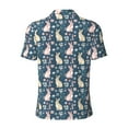 thumbnail image 3 of Xecao Cute Rabbit Floral for Mens' Casual Short Sleeve Button-Down Polo Shirts for a Classic Golf Look, 3 of 9