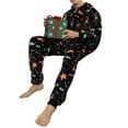 thumbnail image 5 of Christmas Men Leisure Wear Cartoon Printing Long Hooded Jumpsuit Zipper Flannel One-Piece Pajamas, 5 of 7